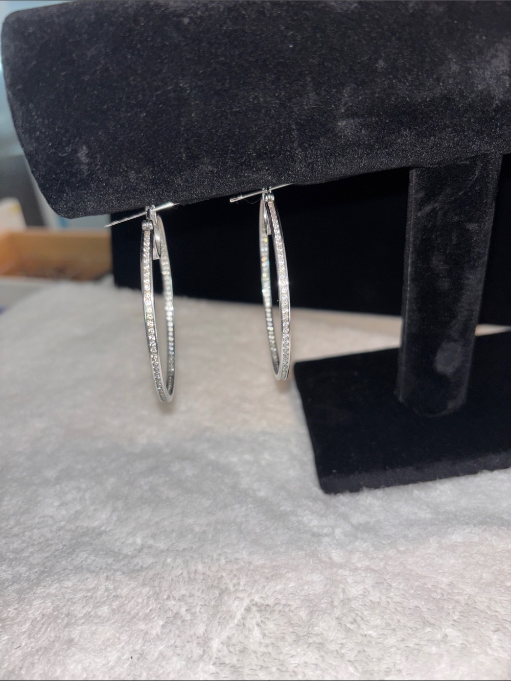 925 Sterling Silver Pavé Hoop Earrings - Silver